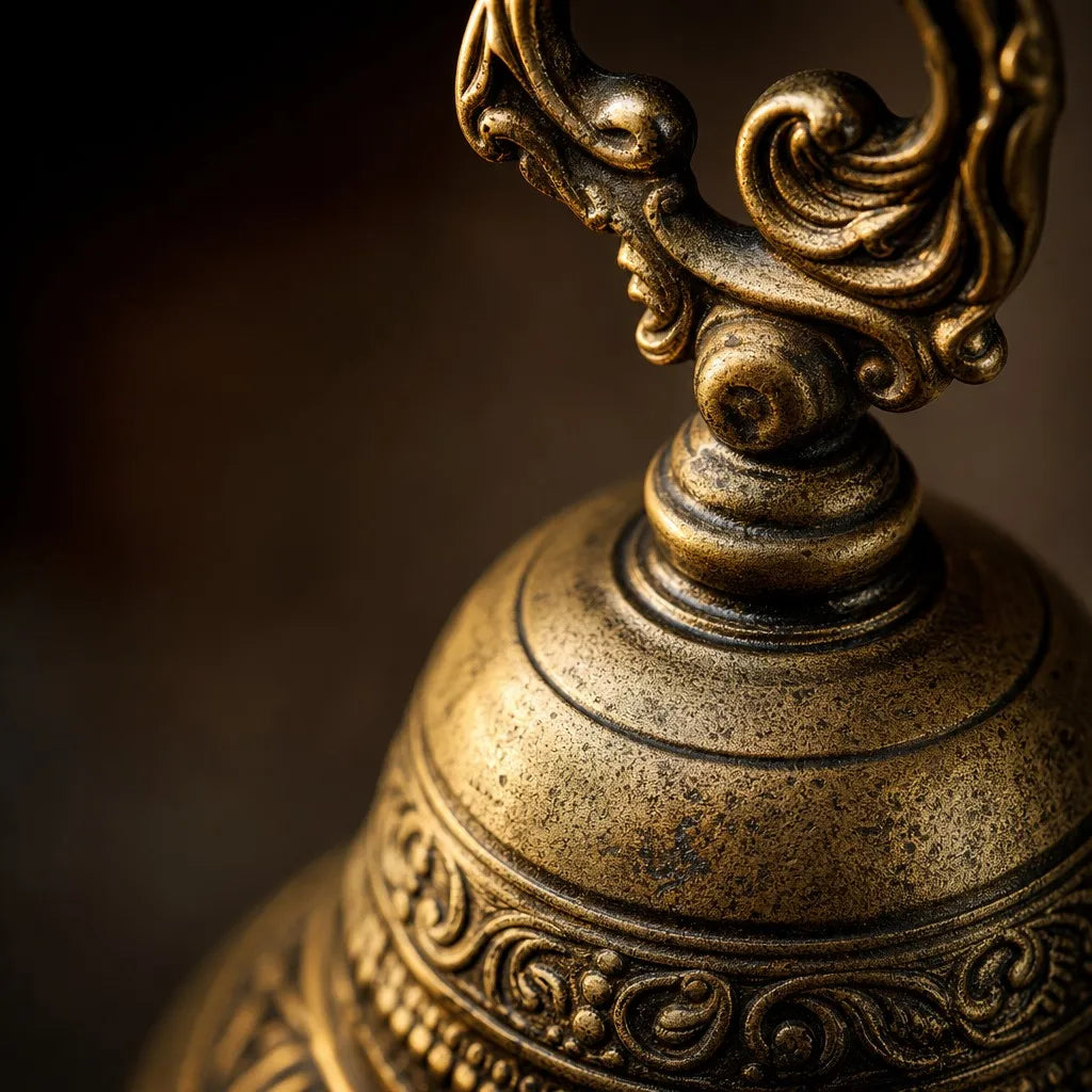 Antique Copper Brass Hand Bell - View 2