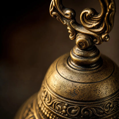 Antique Copper Brass Hand Bell - View 2