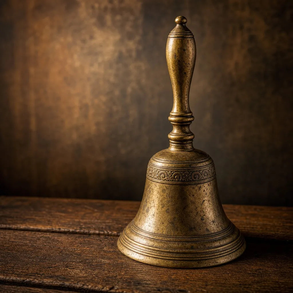 Antique Copper Brass Hand Bell - View 5